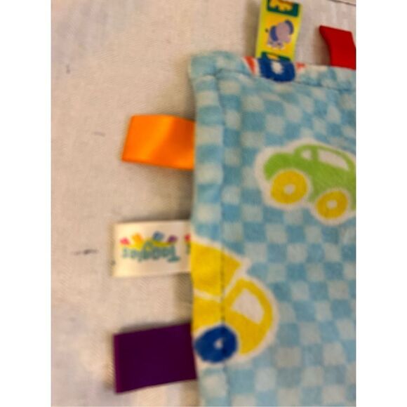 Taggies crib toy security blanket cars bikes planes (missing 1 taggie) 12x12" - Picture 2 of 6